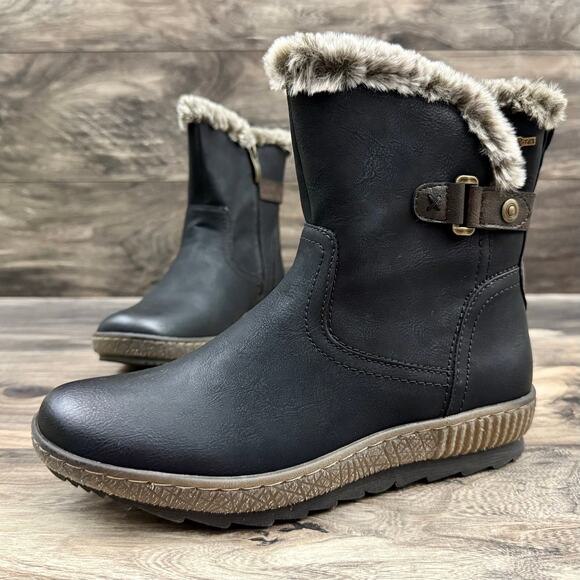 NIB Spring Step 41 9.5-10 Milagra Faux Fur Lining Comfy Winter Ankle Boots Black - Picture 3 of 12